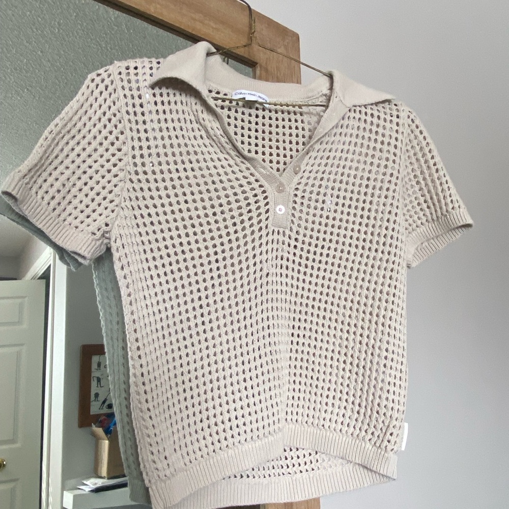 Calvin Klein Jeans Cream Knit Swim Coverup - Picture 2 of 5
